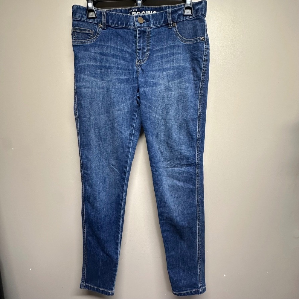 New York Company Size 4Low Rise Legging Jeans Blue Denim Stretch Whiskering